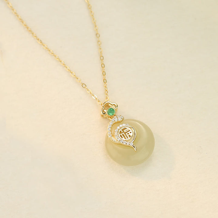 Buddha Stones 925 Sterling Silver Fu Character Hetian Jade Peace Buckle Year Of The Snake Luck Necklace Pendant - image 8