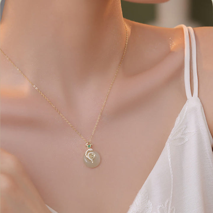 Buddha Stones 925 Sterling Silver Fu Character Hetian Jade Peace Buckle Year Of The Snake Luck Necklace Pendant - image 12