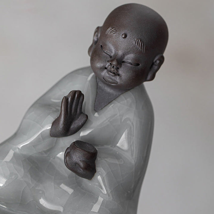 Buddha Stones Little Zen Monk Hat Strainer Ceramic Tea Accessories Figurine Home Decoration - image 19