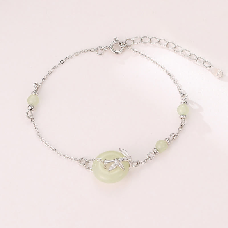 Buddha Stones Hetian Jade 925 Sterling Silver Cubic Zirconia Peace Buckle Luck Bracelet - Hetian Jade 925 Sterling Silver(Wrist Circumference: 14-18cm) - image 11