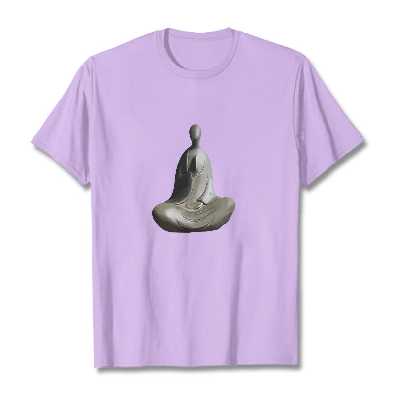 Buddha Stones Gray Formless Buddha Pattern Cotton Tee T-shirt - Plum - 2XL - image 16