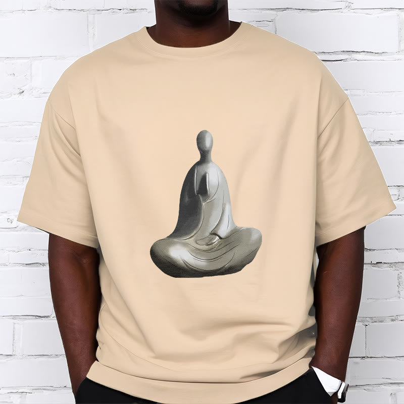 Buddha Stones Gray Formless Buddha Pattern Cotton Tee T-shirt - image 6