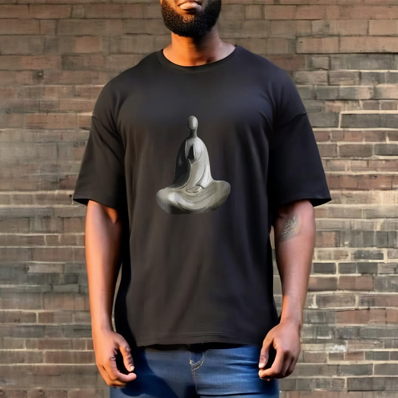 Buddha Stones Gray Formless Buddha Pattern Cotton Tee T-shirt - image 9