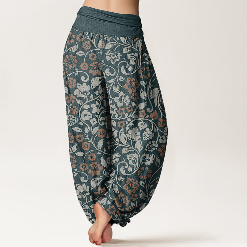 Buddha Stones Cotton Small Flowers Intertwining Branches Women's Elastic Waist Harem Pants - image 6
