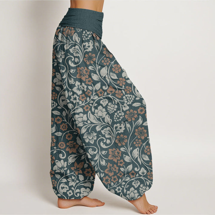 Buddha Stones Small Flowers Intertwining Branches Women's Elastic Waist Harem Pants - image 5