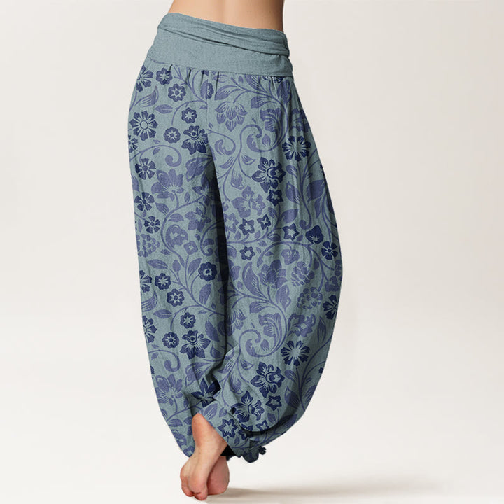 Buddha Stones Small Flowers Intertwining Branches Women's Elastic Waist Harem Pants - image 9