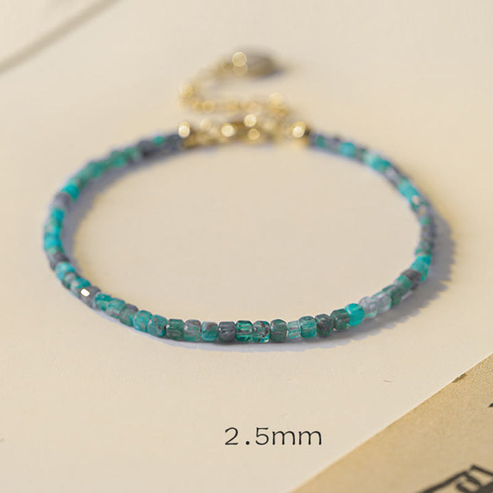 Buddha Stone 2.5mm Apatite Ultra-thin Beads 14k Gold Plated Copper Heart Motivation Bracelet - image 10