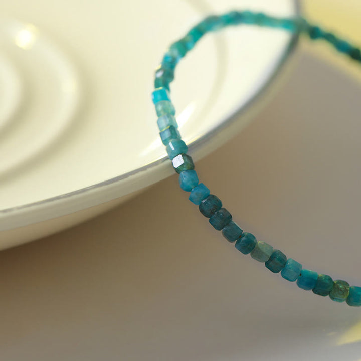 Buddha Stone 2.5mm Apatite Ultra-thin Beads 14k Gold Plated Copper Heart Motivation Bracelet - image 8