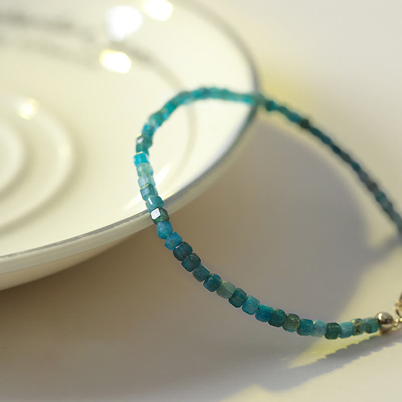 Buddha Stone 2.5mm Apatite Ultra-thin Beads 14k Gold Plated Copper Heart Motivation Bracelet - image 4