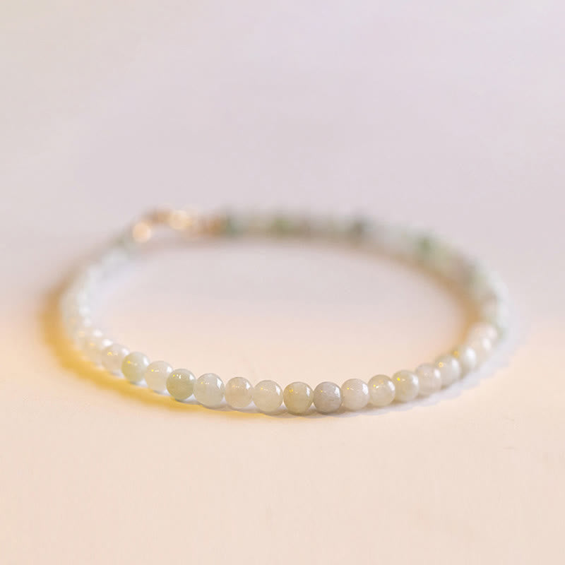 Buddha Stones 2mm Jade Ultra-thin Beads 14k Gold Plated Copper Luck Bracelet - image 0