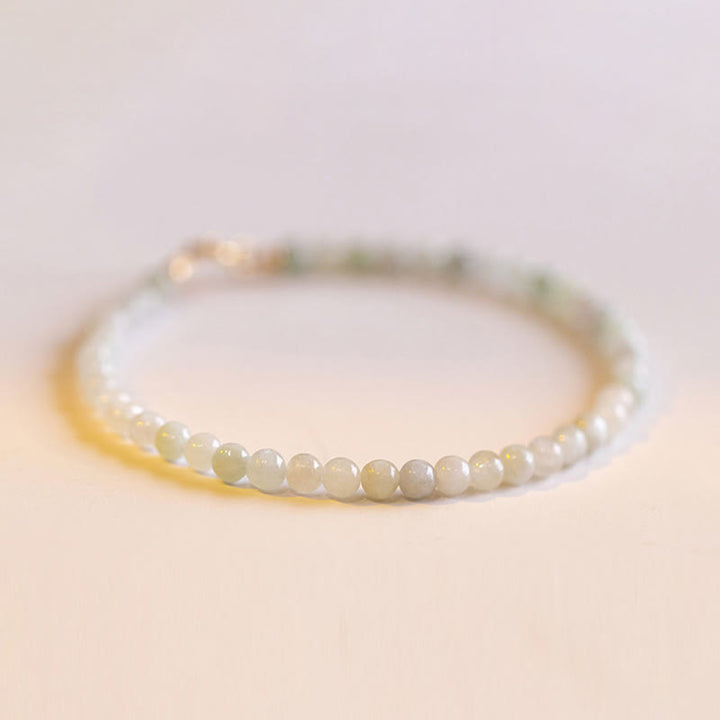 Buddha Stones 2mm Jade Ultra-thin Beads 14k Gold Plated Copper Luck Bracelet - 2mm Jade(Wrist Circumference: 15cm) - image 4