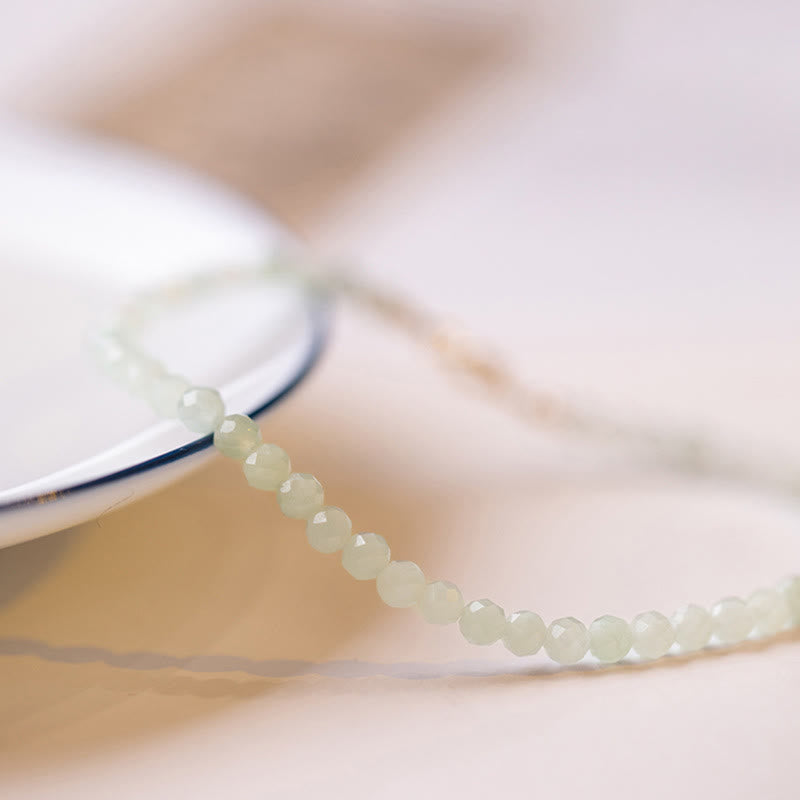 Buddha Stones 2mm Jade Ultra-thin Beads 14k Gold Plated Copper Luck Bracelet - image 3