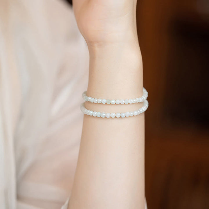 Buddha Stones 2mm Jade Ultra-thin Beads 14k Gold Plated Copper Luck Bracelet - image 2