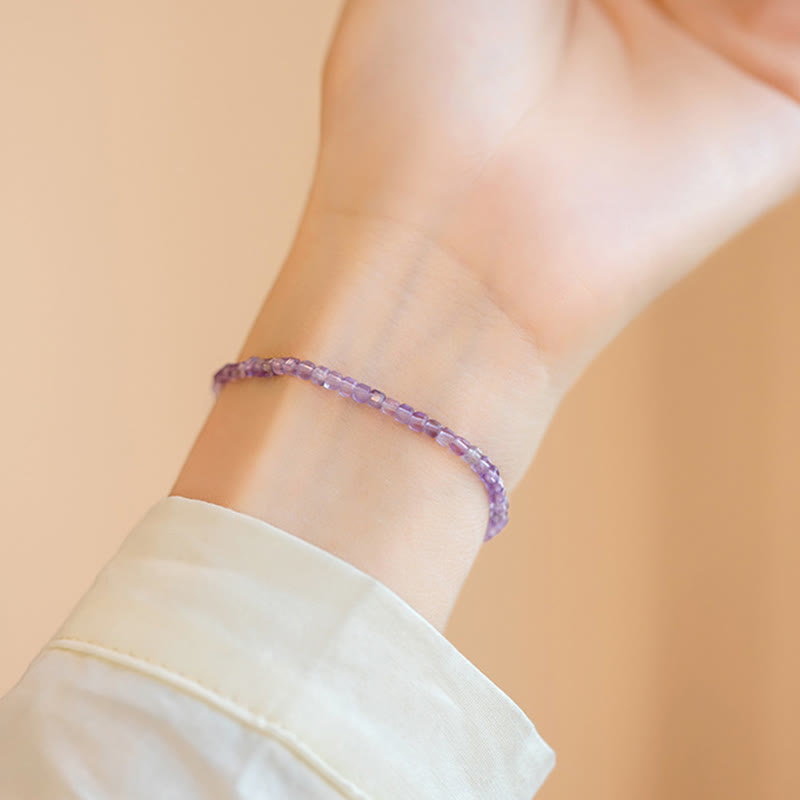Buddha Stones 2.5mm Natural Amethyst Ultra-thin Beads 14k Gold Plated Copper Inner Peace Bracelet - image 8