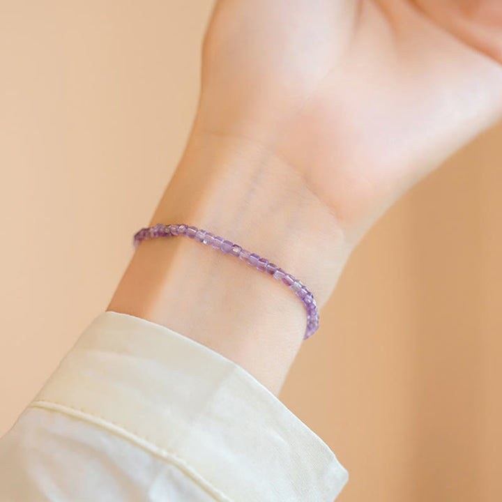 Buddha Stones 2.5mm Natural Amethyst Ultra-thin Beads 14k Gold Plated Copper Inner Peace Bracelet - image 8