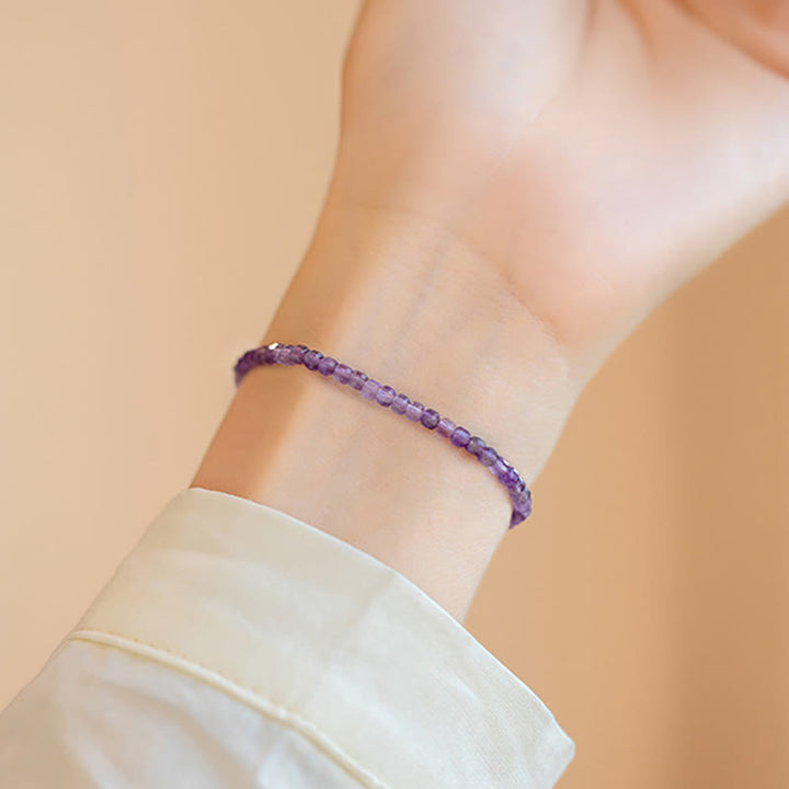 Buddha Stones 2.5mm Natural Amethyst Ultra-thin Beads 14k Gold Plated Copper Inner Peace Bracelet - image 3