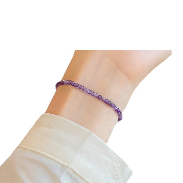 Buddha Stones 2.5mm Natural Amethyst Ultra-thin Beads 14k Gold Plated Copper Inner Peace Bracelet - image 11