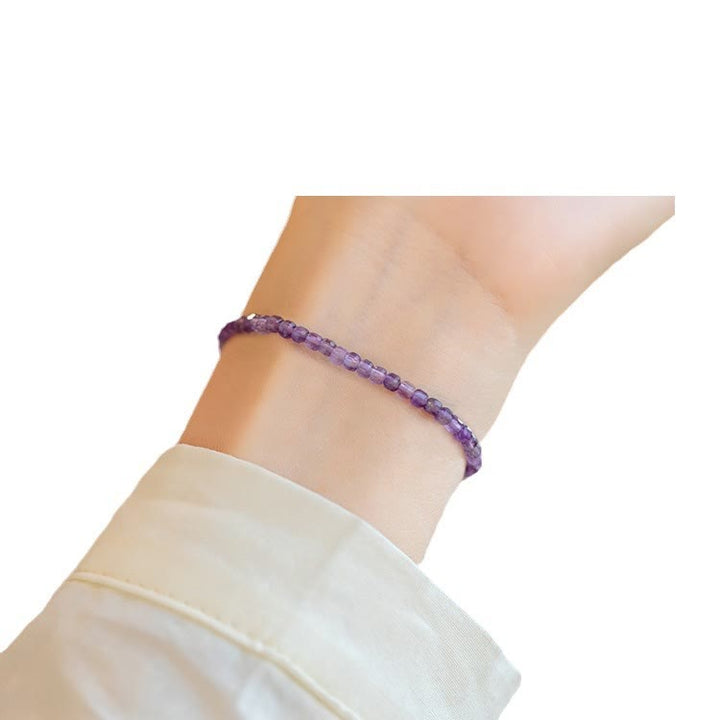 Buddha Stones 2.5mm Natural Amethyst Ultra-thin Beads 14k Gold Plated Copper Inner Peace Bracelet - image 11