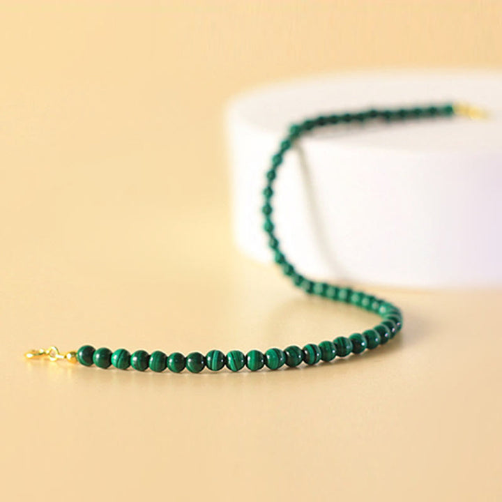 Buddha Stones 4mm Natural Malachite Beads 14k Gold Plated Copper Anti-anxiety Bracelet - image 4