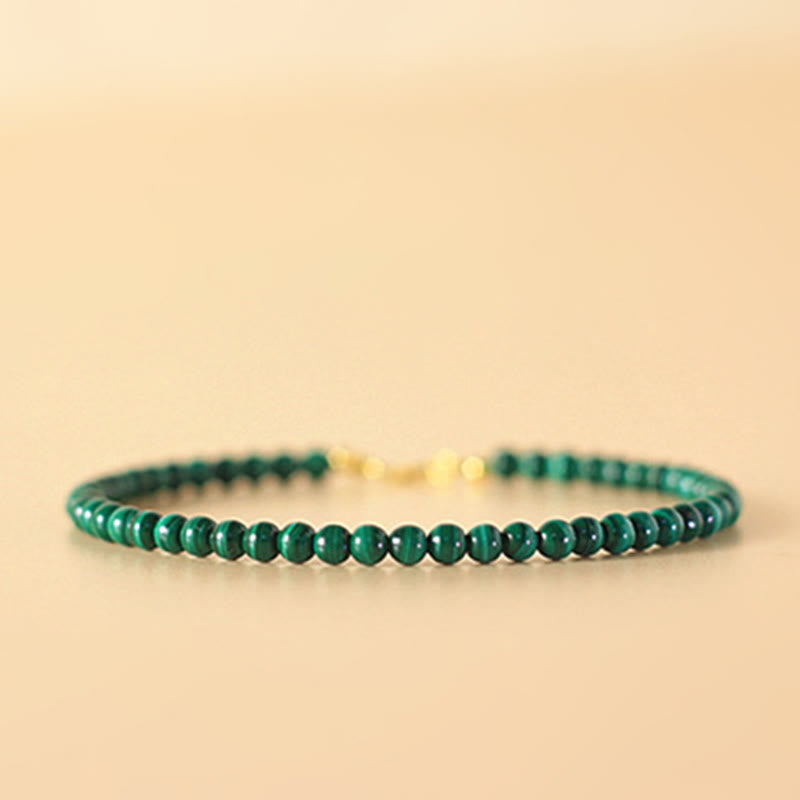 Buddha Stones 4mm Natural Malachite Beads 14k Gold Plated Copper Anti-anxiety Bracelet - image 7
