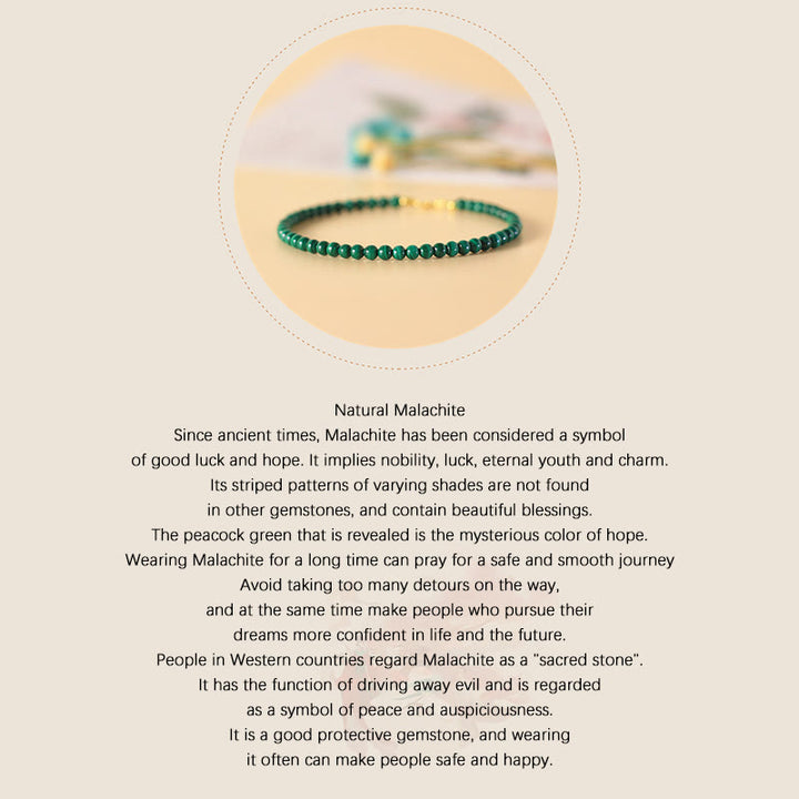 Buddha Stones 4mm Natural Malachite Beads 14k Gold Plated Copper Anti-anxiety Bracelet - image 6