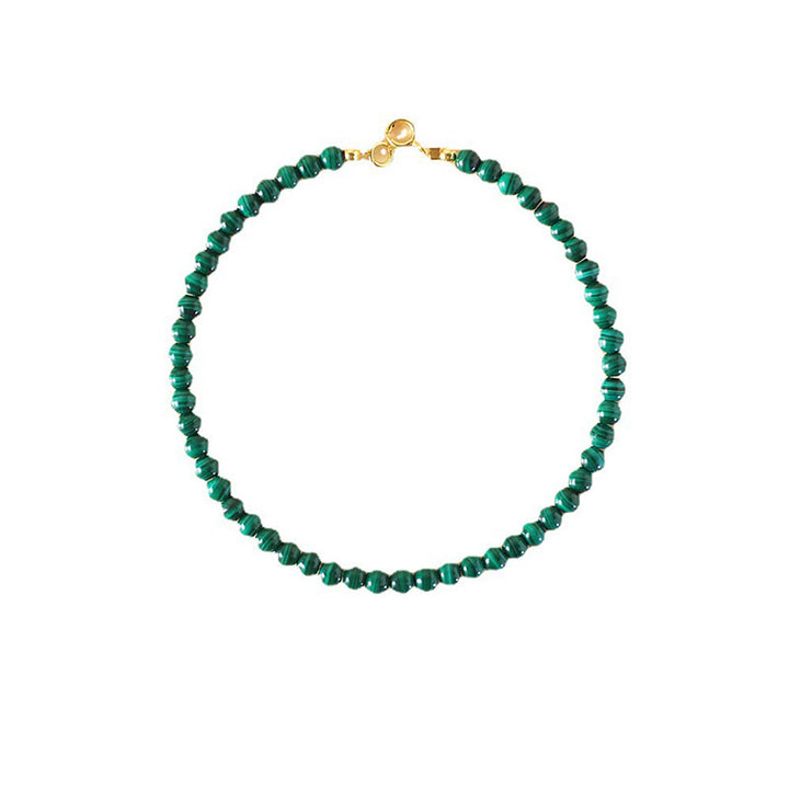 Buddha Stones 4mm Natural Malachite Beads 14k Gold Plated Copper Anti-anxiety Bracelet - image 13