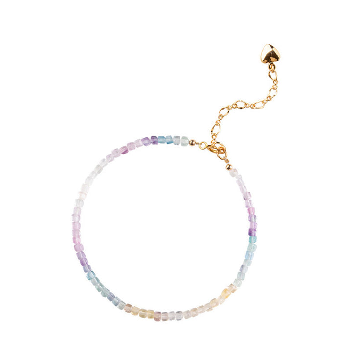 Buddha Stones 2.5mm Fluorite Ultra-thin Beads 14k Gold Plated Copper Heart Power Bracelet - image 13