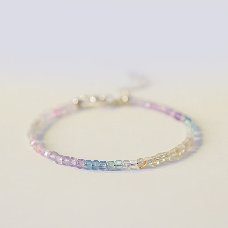 Buddha Stones 2.5mm Fluorite Ultra-thin Beads 14k Gold Plated Copper Heart Power Bracelet - 2.5mm Fluorite(Wrist Circumference: 14-18cm) - image 0