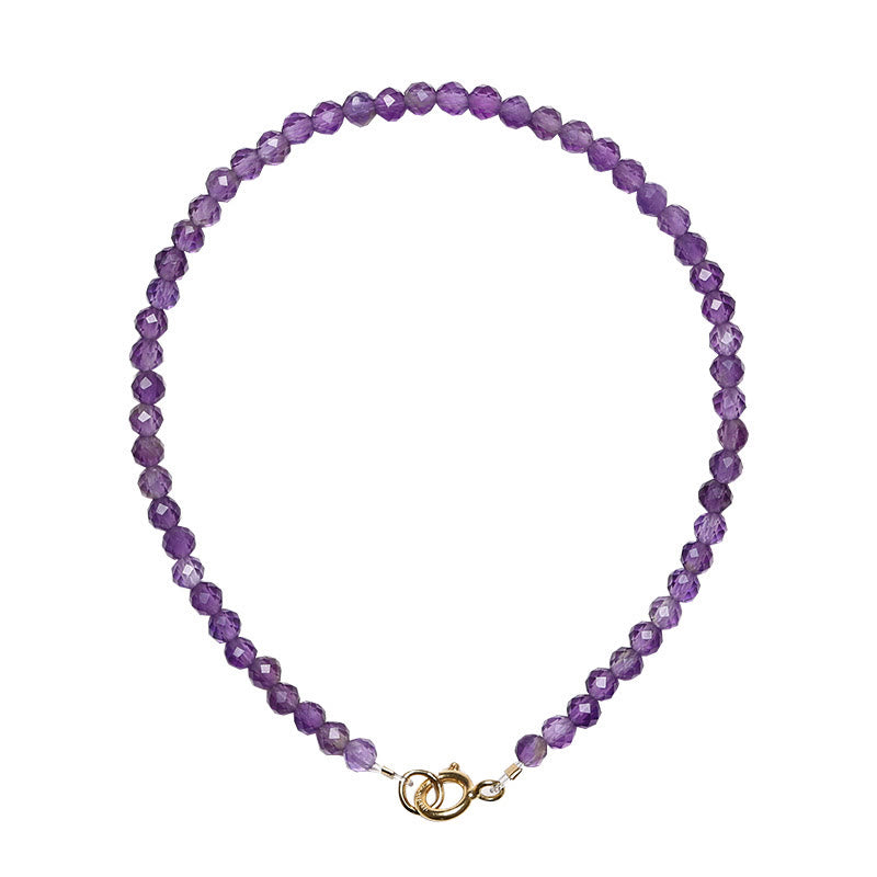 Buddha Stones 3mm Natural Amethyst Ultra-thin Beads 14k Gold Plated Copper Spiritual Awareness Bracelet - image 14