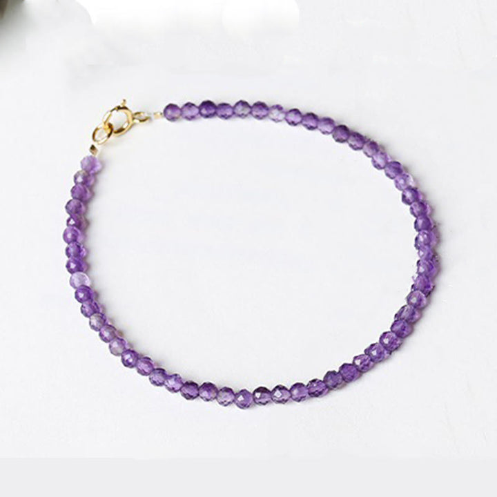 Buddha Stones 3mm Natural Amethyst Ultra-thin Beads 14k Gold Plated Copper Spiritual Awareness Bracelet - image 3