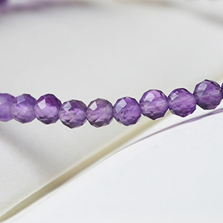 Buddha Stones 3mm Natural Amethyst Ultra-thin Beads 14k Gold Plated Copper Spiritual Awareness Bracelet - image 13