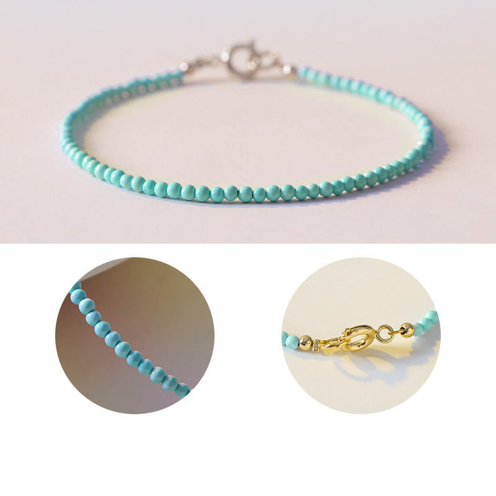 Buddha Stones 2mm Turquoise Ultra-thin Beads 14k Gold Plated Copper Wisdom Bracelet - image 13