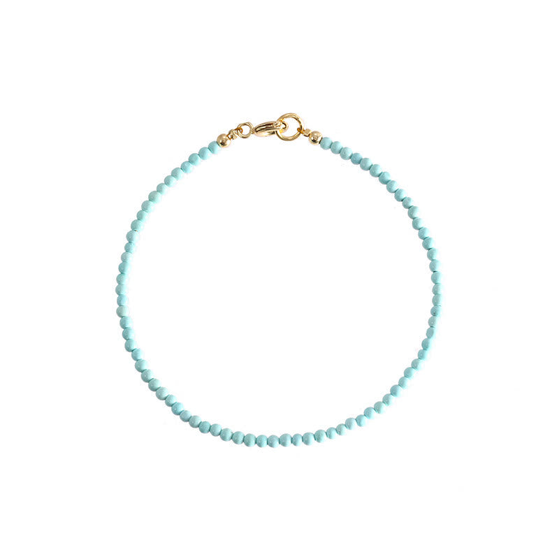 Buddha Stones 2mm Turquoise Ultra-thin Beads 14k Gold Plated Copper Wisdom Bracelet - image 14