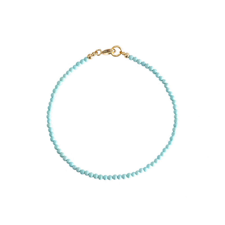 Buddha Stones 2mm Turquoise Ultra-thin Beads 14k Gold Plated Copper Wisdom Bracelet - image 14