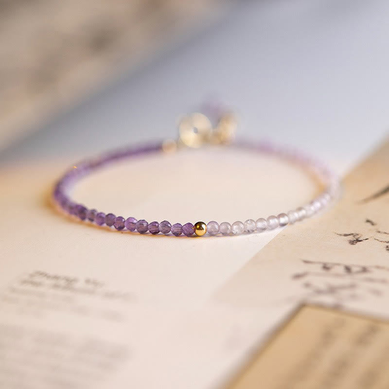 Buddha Stones 2.5mm Natural Amethyst Ultra-thin Beads 14k Gold Plated Copper Inner Peace Bracelet - image 1