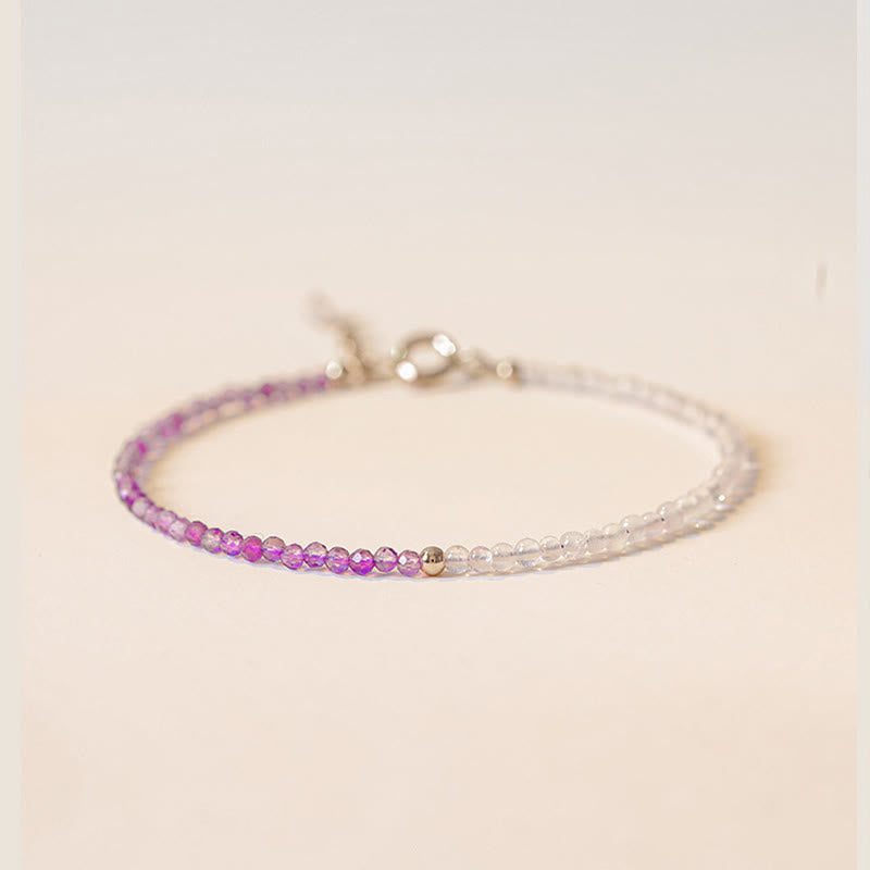 Buddha Stones 2.5mm Natural Amethyst Ultra-thin Beads 14k Gold Plated Copper Inner Peace Bracelet - 2.5mm Amethyst(Wrist Circumference: 14-16cm) - image 0