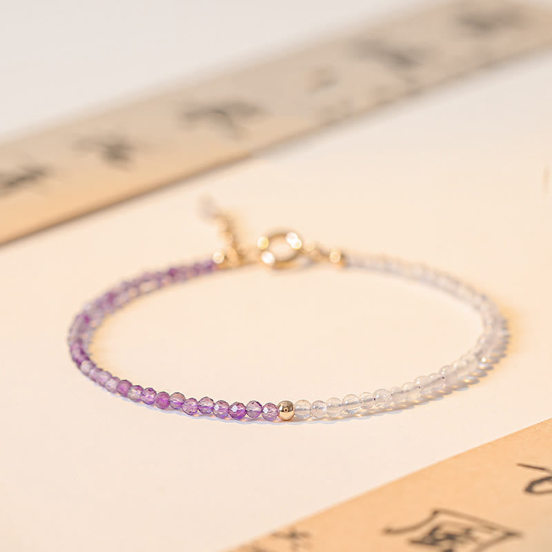 Buddha Stones 2.5mm Natural Amethyst Ultra-thin Beads 14k Gold Plated Copper Inner Peace Bracelet - image 3