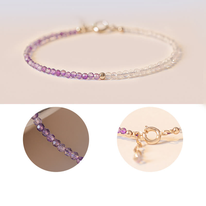 Buddha Stones 2.5mm Natural Amethyst Ultra-thin Beads 14k Gold Plated Copper Inner Peace Bracelet - image 11