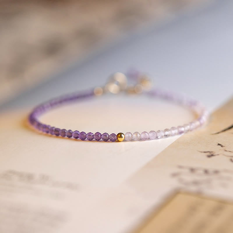 Buddha Stones 2.5mm Natural Amethyst Ultra-thin Beads 14k Gold Plated Copper Inner Peace Bracelet - 2.5mm Faceted Amethyst(Wrist Circumference: 14-16cm) - image 13