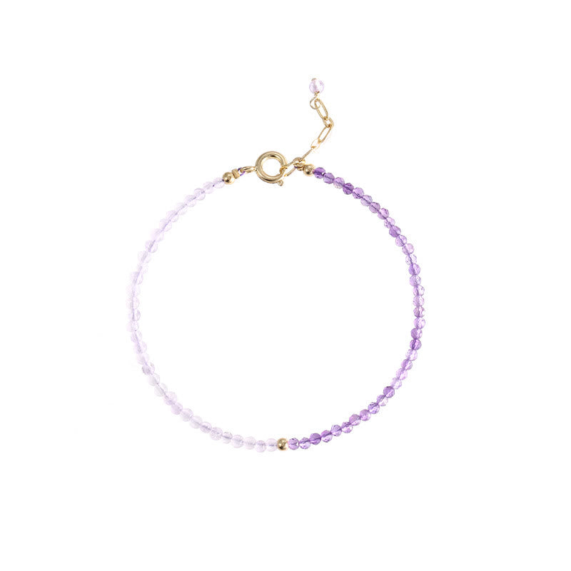 Buddha Stones 2.5mm Natural Amethyst Ultra-thin Beads 14k Gold Plated Copper Inner Peace Bracelet - image 12