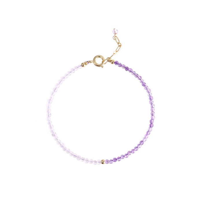 Buddha Stones 2.5mm Natural Amethyst Ultra-thin Beads 14k Gold Plated Copper Inner Peace Bracelet - image 12