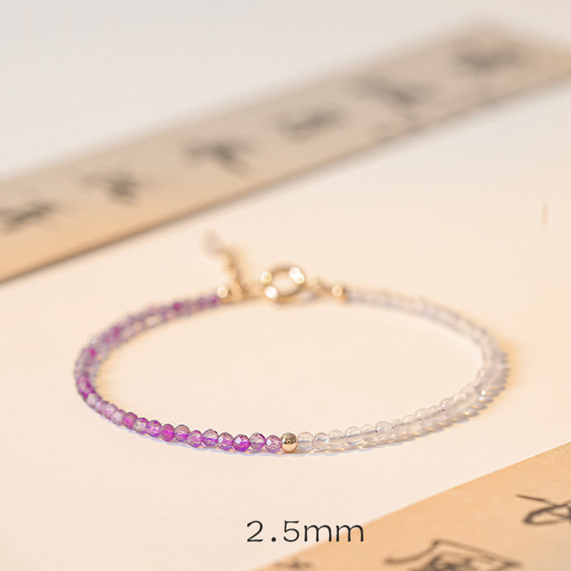 Buddha Stones 2.5mm Natural Amethyst Ultra-thin Beads 14k Gold Plated Copper Inner Peace Bracelet - image 8