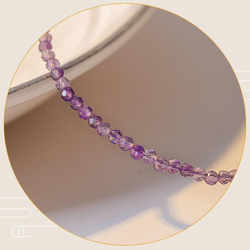 Buddha Stones 2.5mm Natural Amethyst Ultra-thin Beads 14k Gold Plated Copper Inner Peace Bracelet - image 10