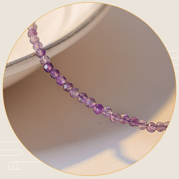 Buddha Stones 2.5mm Natural Amethyst Ultra-thin Beads 14k Gold Plated Copper Inner Peace Bracelet - image 10