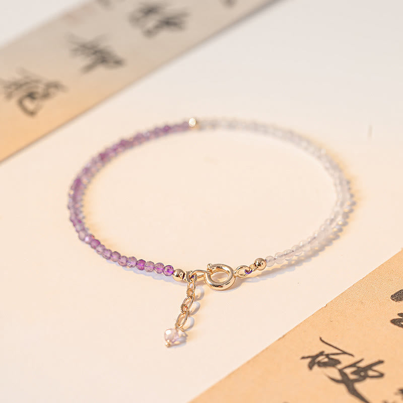 Buddha Stones 2.5mm Natural Amethyst Ultra-thin Beads 14k Gold Plated Copper Inner Peace Bracelet - image 2