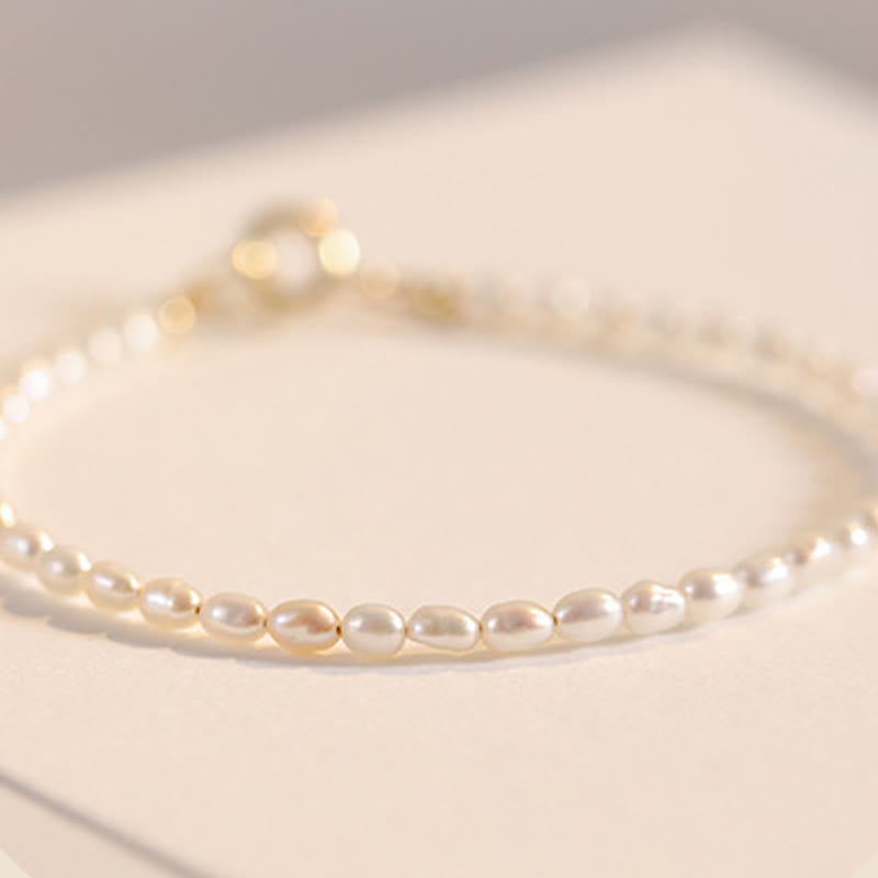 Buddha Stones 2mm Natural Pearl Ultra-thin Beads 14k Gold Plated Copper Wisdom Bracelet - image 8