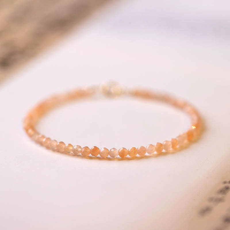 Buddha Stones 3mm Sun Stone Ultra-thin Beads 14k Gold Plated Copper Wealth Bracelet - image 1