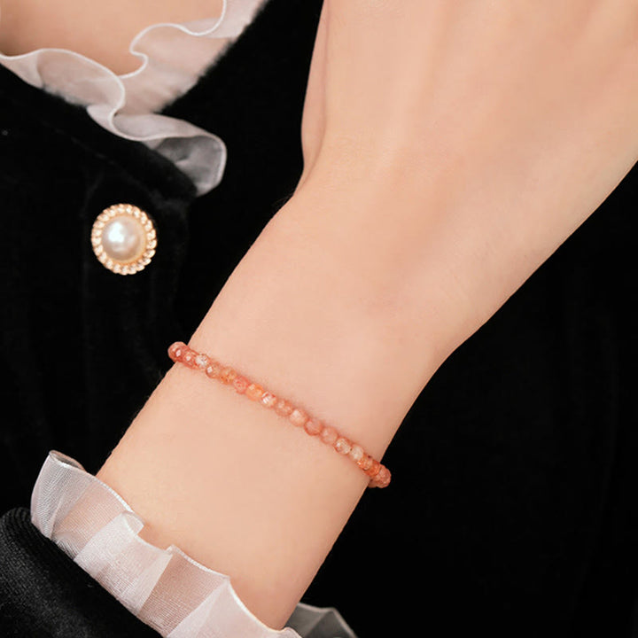 Buddha Stones 3mm Sun Stone Ultra-thin Beads 14k Gold Plated Copper Wealth Bracelet - image 10