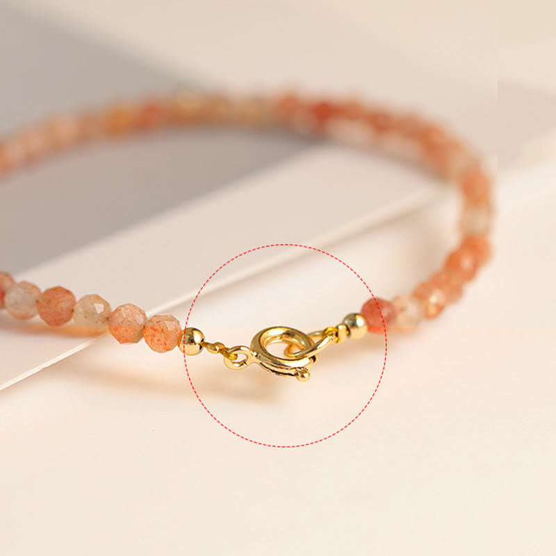 Buddha Stones 3mm Sun Stone Ultra-thin Beads 14k Gold Plated Copper Wealth Bracelet - image 3