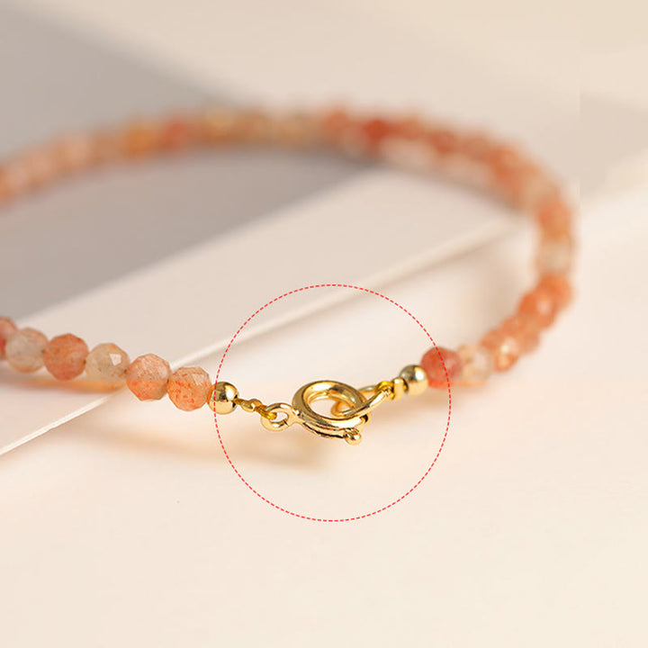 Buddha Stones 3mm Sun Stone Ultra-thin Beads 14k Gold Plated Copper Wealth Bracelet - image 3